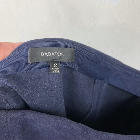 ARITZIA Babaton Modern A Line Mini Skirt Vegan Faux Suede Leather Navy Blue 00 - Picture 3 of 10